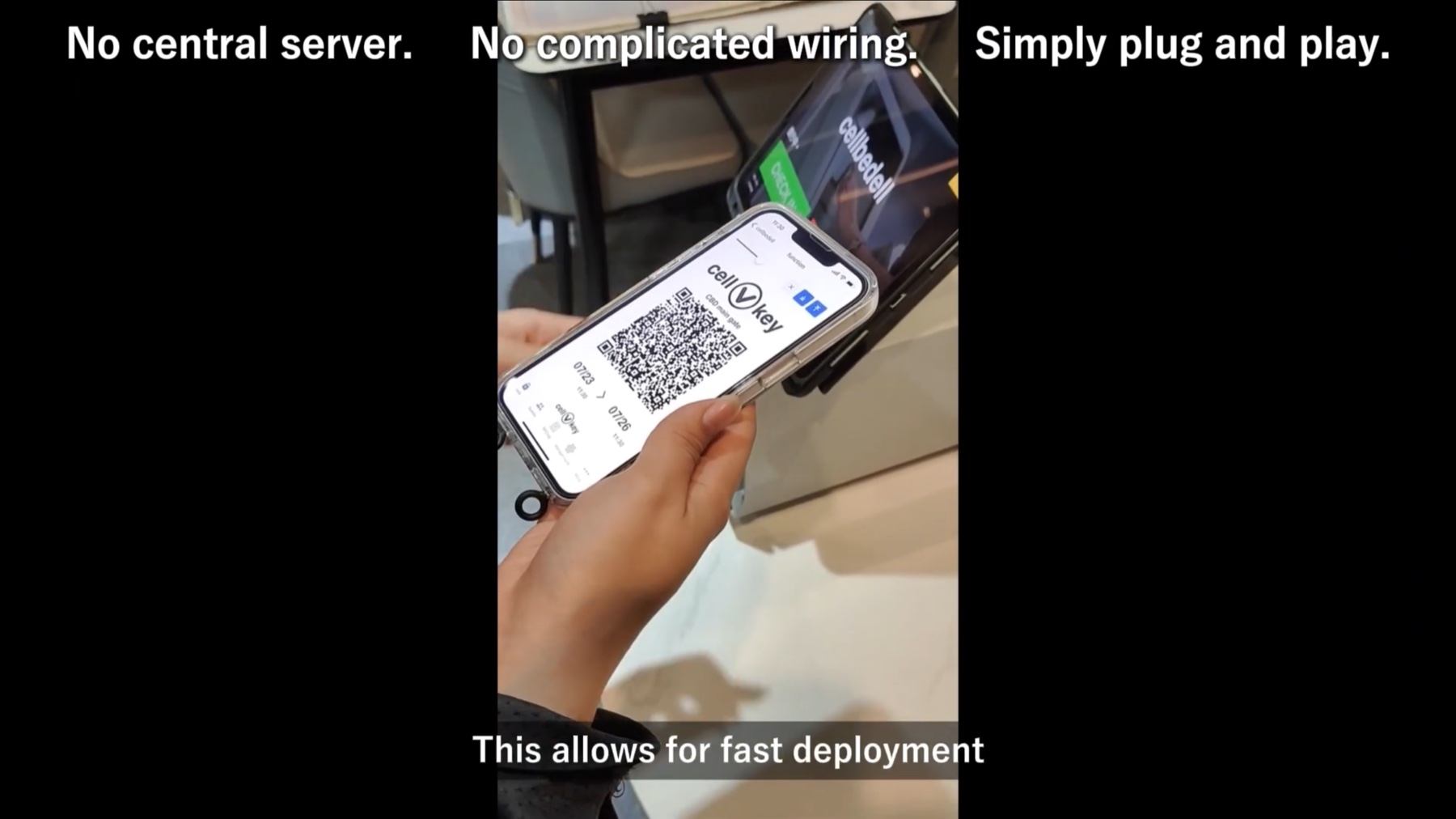 旅客在 Kiosk 掃描手機 QR Code，系統於現場偵測通行憑證並準備執行後續任務